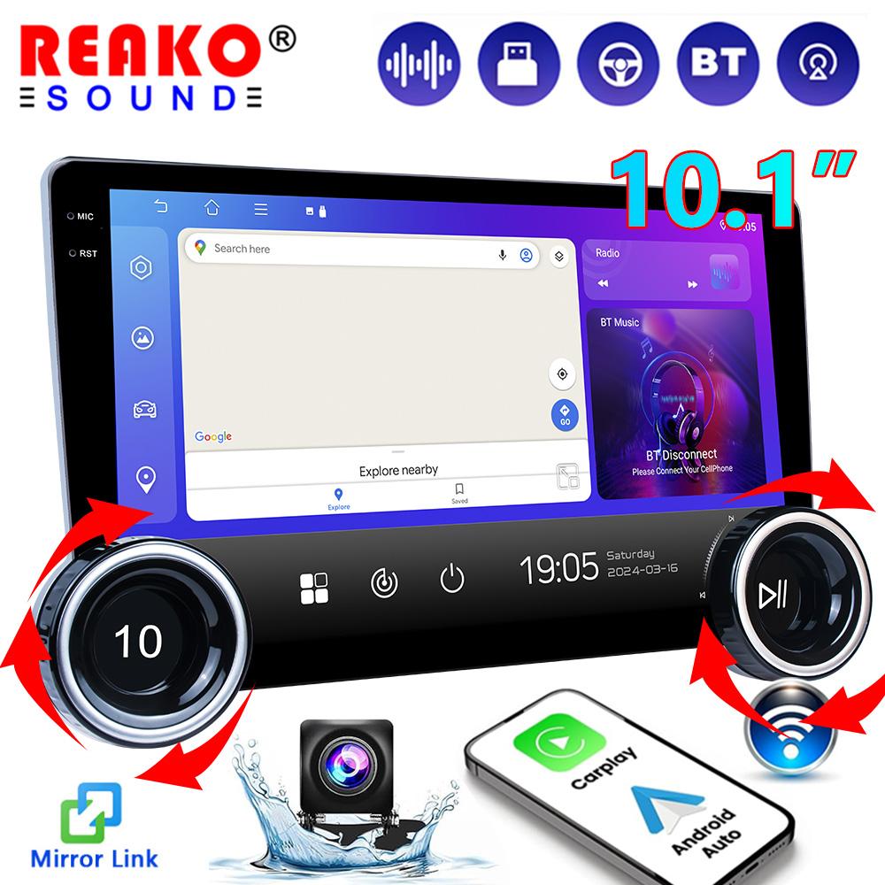 Reakosound Android 4 Core Car Radio 10.1" High Definition GPS Navigation Bluetooth Universal Car Multimedia Player Carplay Stereo