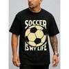 Европейские размеры Футболка Soccer Life для мужчин Comfort Colors Футболка Черная Новые Летние Футболки с Принтом, Модные и Стильные Удобные