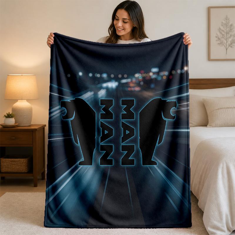 man truck Print Flannel Blanket Cozy Lightweight Plush Throw Blanket For Bed Sofa Household Use