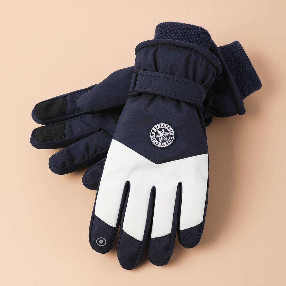 Лыжные перчатки для мужчин и женщин, для активного отдыха, для велоспорта, водонепроницаемые и нескользящие, с сенсорным экраном, утолщенные, с плюшевой подкладкой, теплые перчатки для осени и зимы