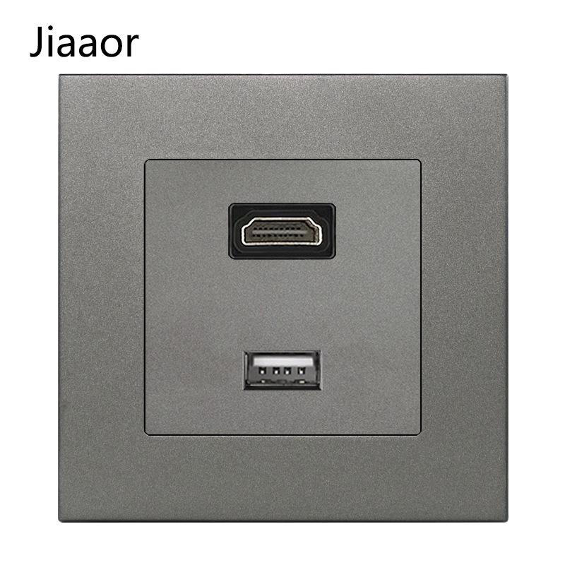 Серый британский стандарт двойная розетка с выключателем с USB и Type C - совместимая с Гонконгом/Макао, скрытого типа 86