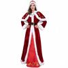 Mrs. Claus Costume for Women Adult Christmas Santa Dress with White Faux Fur Trim Velvet Xmas Cosplay Outfit