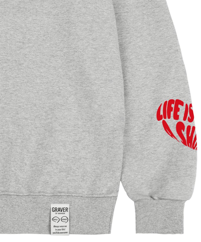 GRAVER [Unisex] Multi Life Logo Heart Sweatshirt_Gray