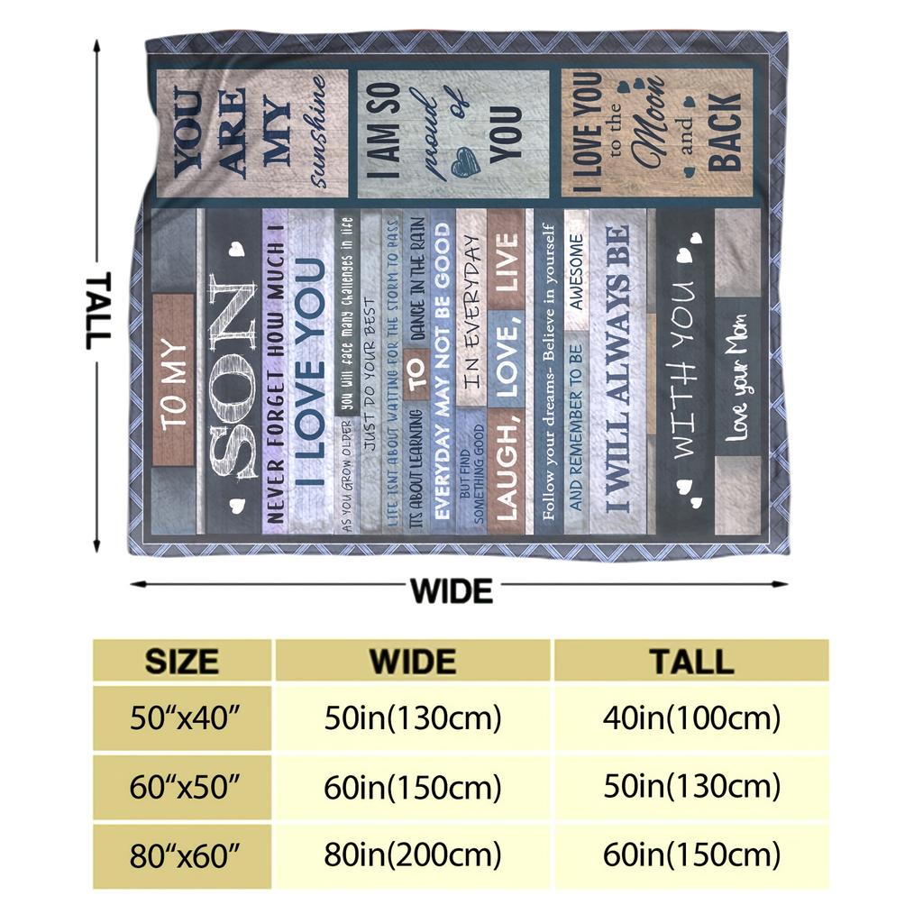 1pc Print Throw Blanket, TO MY SON Flannel Blanket, Soft & Warm Bedding