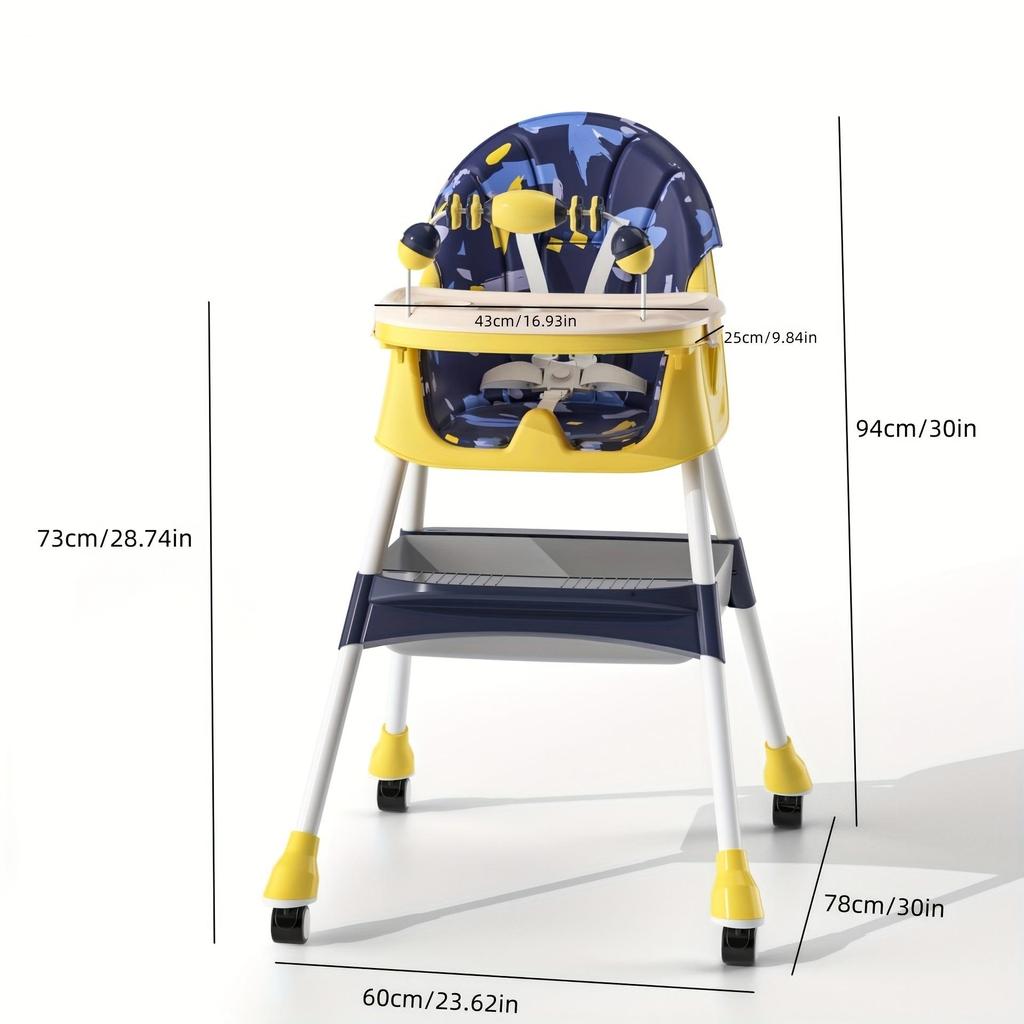 Детский обеденный стул, многофункциональный складной детский обеденный стул с регулируемой высотой, детский домашний портативный обеденный стол и стул