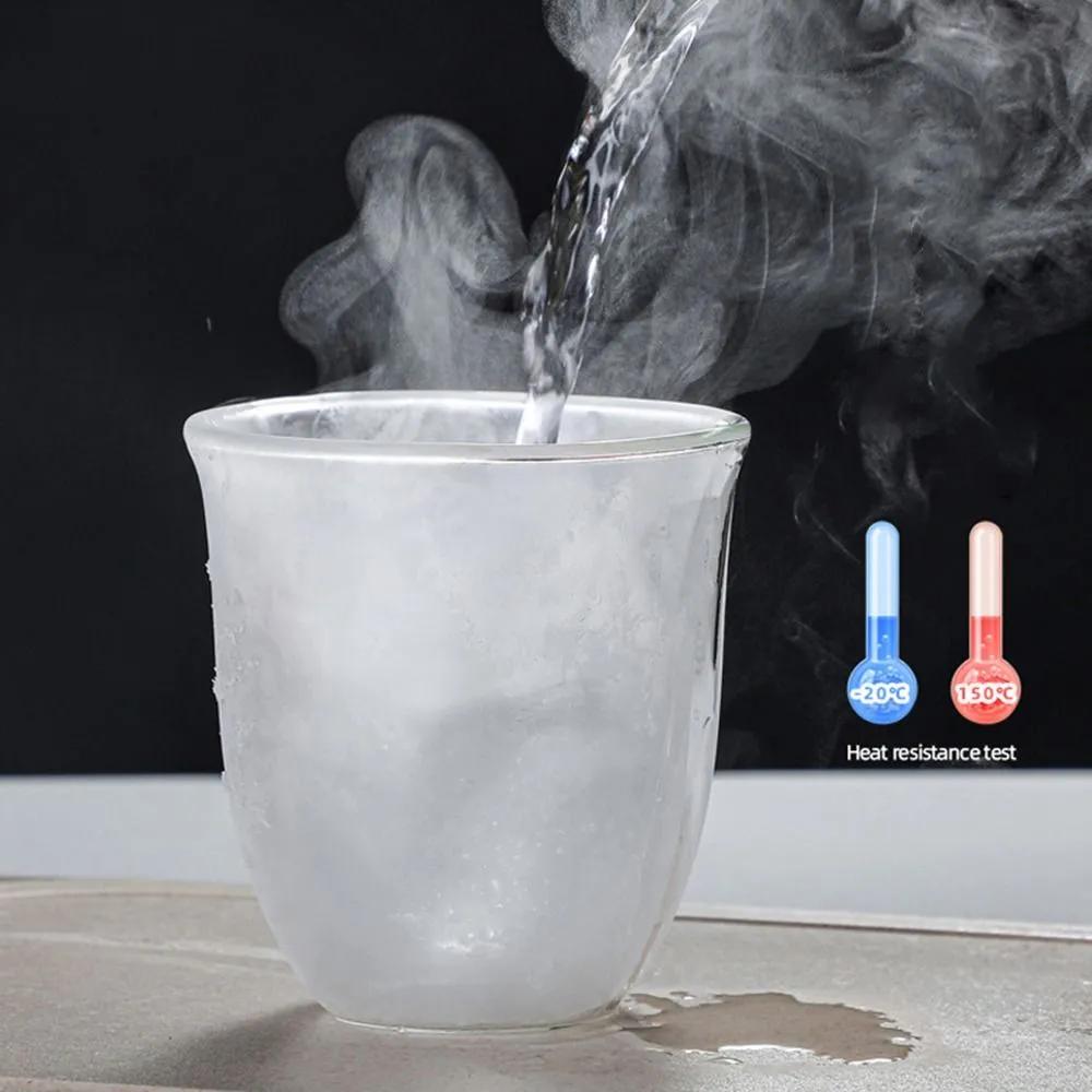 Кружка из стекла с двойными стенками, прозрачная, термостойкая, для чая, мини-стакан для виски, чашка для эспрессо, барная посуда, подарок