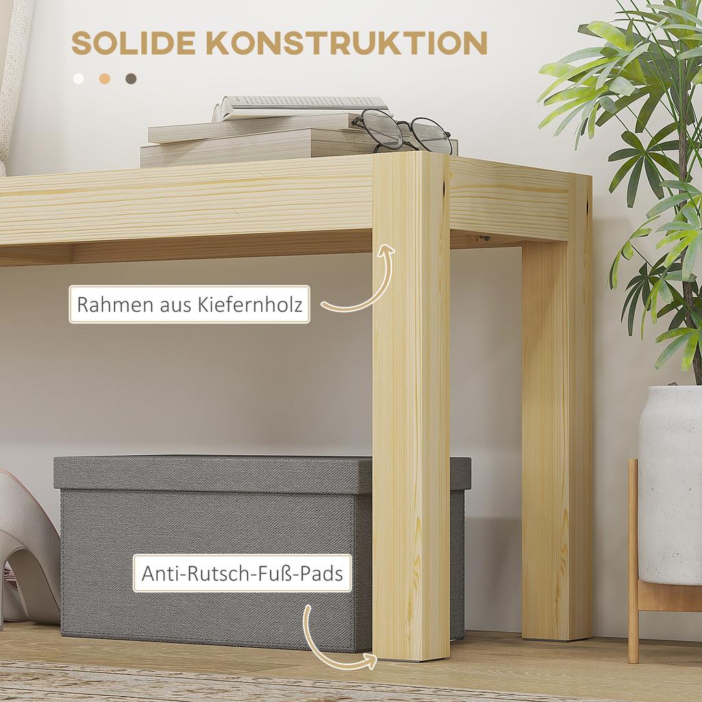 Bench wooden bench kitchen bench, solid wood, 3-seater bench, 120 cm x 33 cm x 45 cm, natural