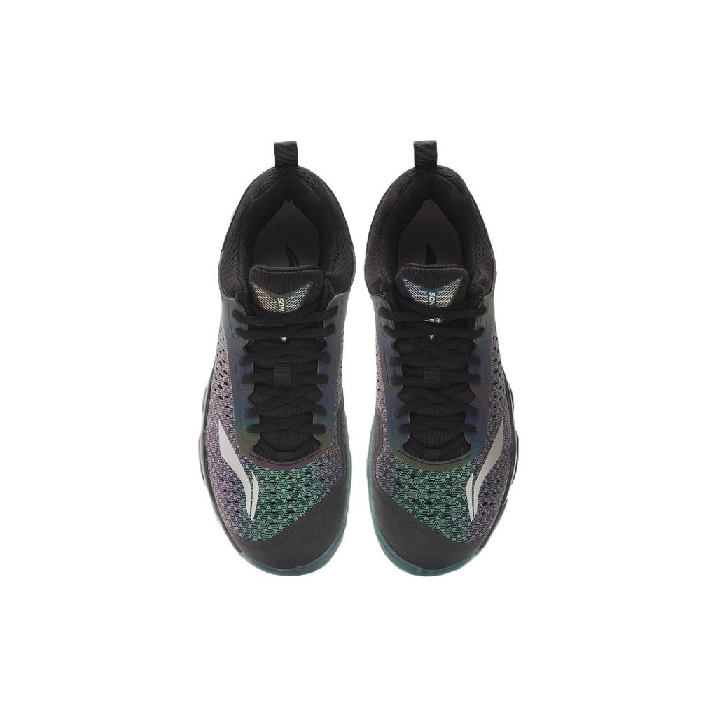 Li Ning Sonic Boom 1.0 Градиентная амортизация Скользкая Подошва Износостойкая Низкие Бадминтонные Кроссовки Мужские Черно-Синие AYZN009-16