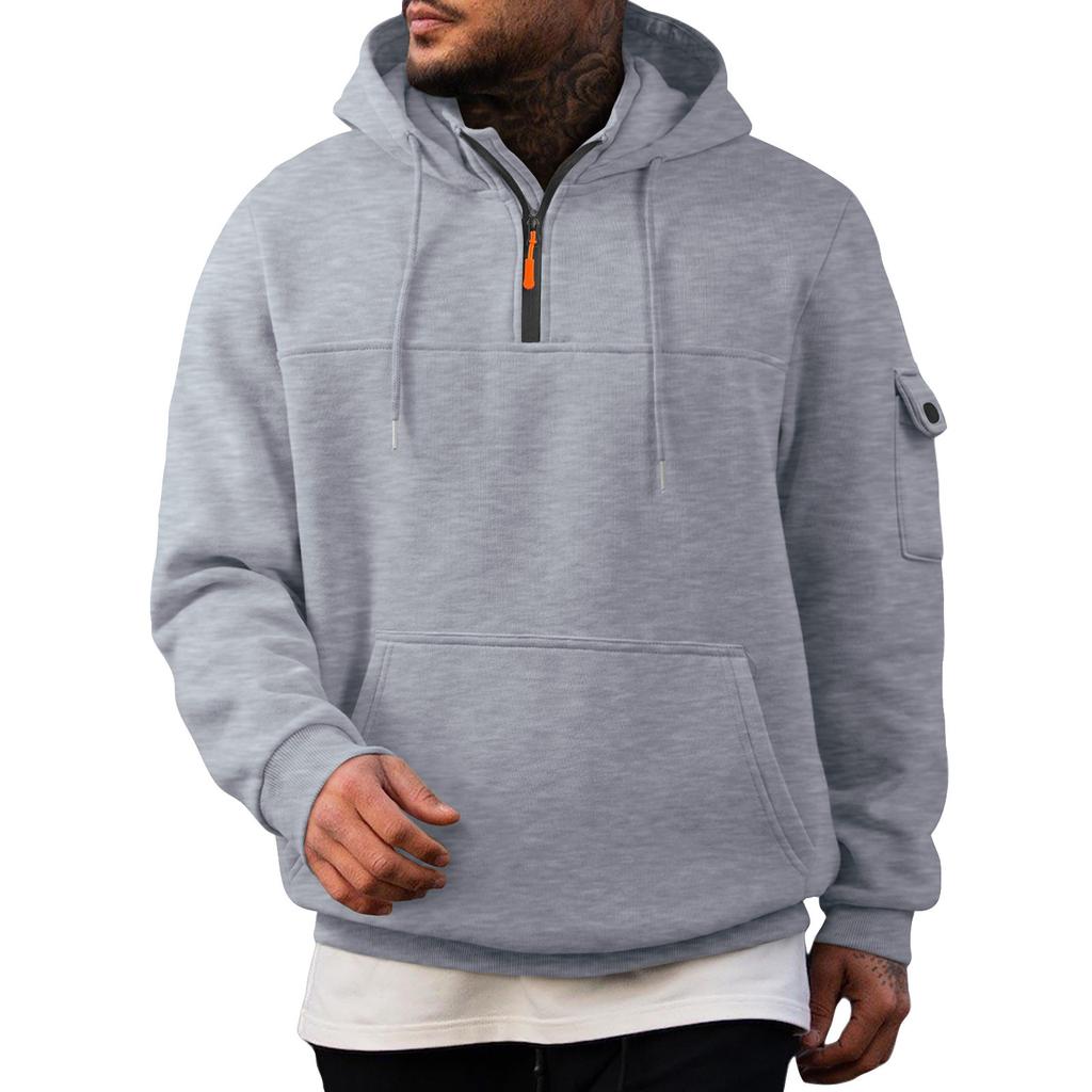 Мужская толстовка с капюшоном на молнии, с карманом на рукаве, кардиган, спортивная, большого размера, повседневная