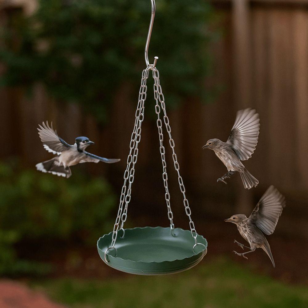 Bird Supplies Adjustable Bird Feeding Tray Plastic with Chain Hanging Bird Bath Bird Water Bowl Bird Food Dispenser Garden