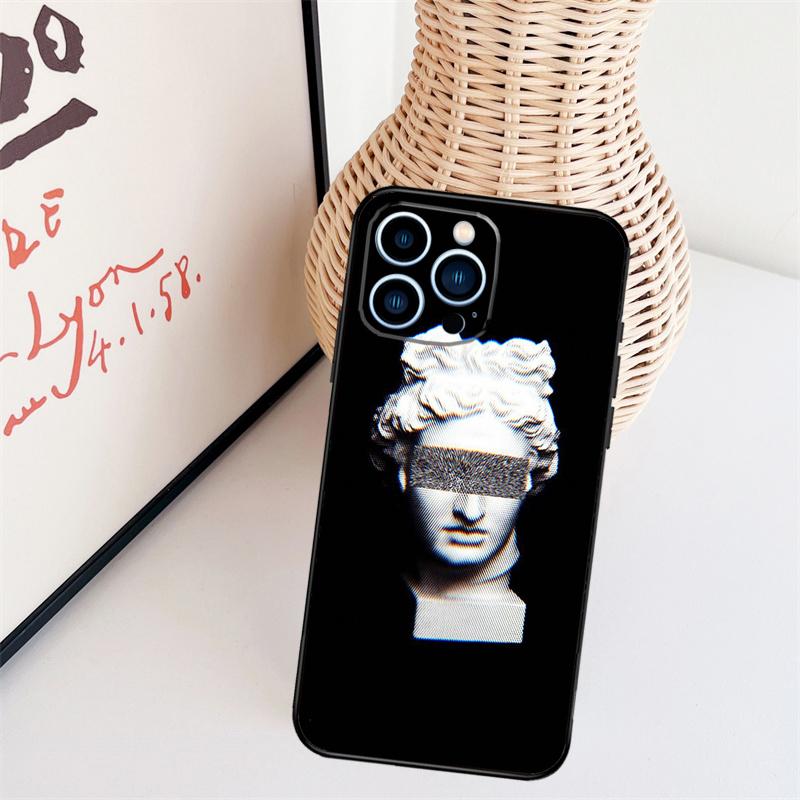 Греческая эстетика Гипсовая статуэтка Чехол для телефона Для iPhone 17 Pro Max 14 13 12 11 15 16 Pro Max mini 15 16 Plus 16e Задняя крышка
