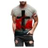 Men's Street Fashion Casual Cross Print Round Neck Short Sleeve