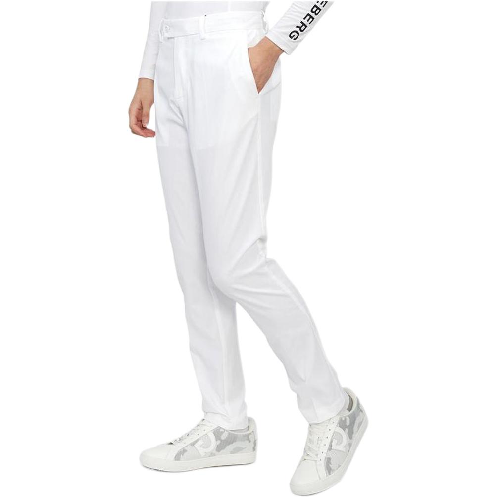 J.Lindeberg Solid Color Zipper Fly Long Slim Fit Casual Pants Men bottoms White GMPA07906-0000