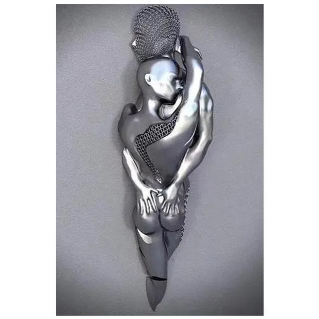 Современная металлическая фигурка, статуя, переплетение души, художественная роспись на холсте, абстрактная романтическая печать плакатов, настенная картина, декор комнаты, без рамки