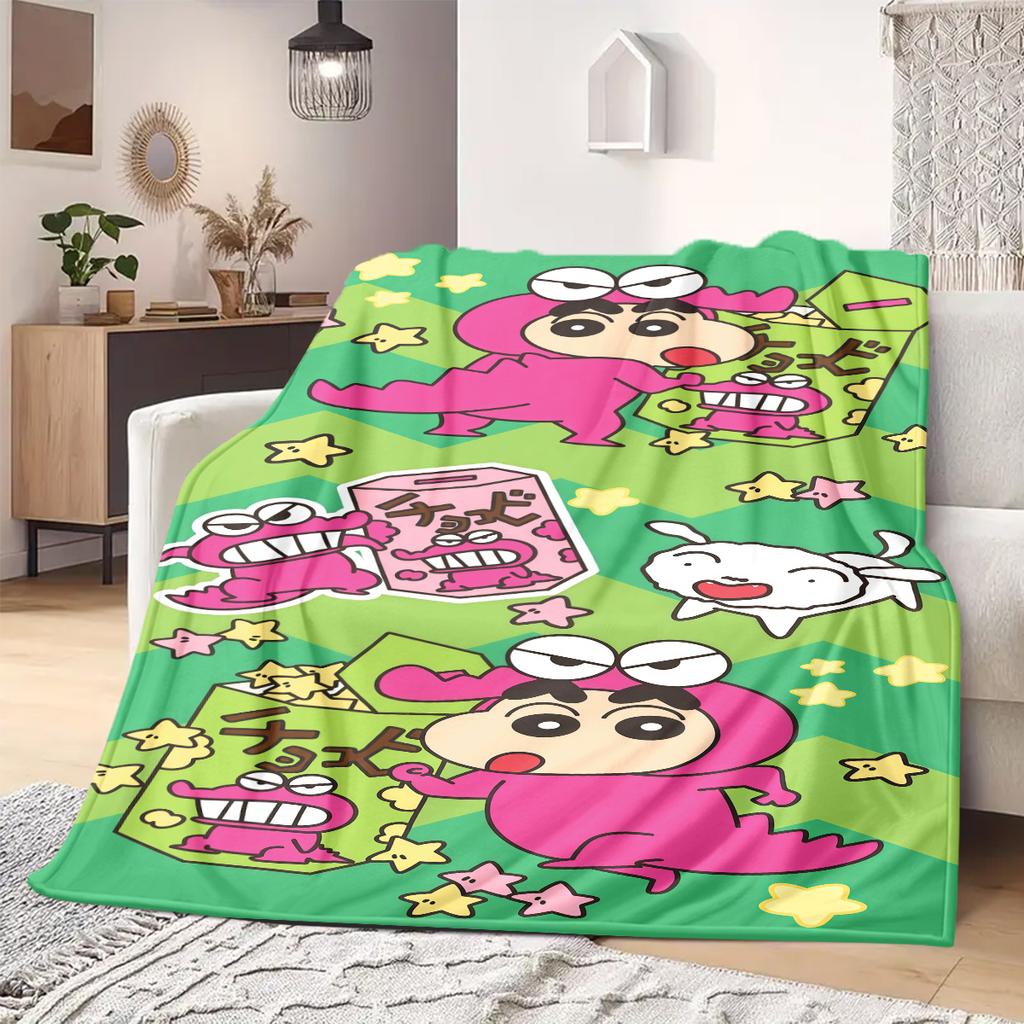 Shinchan Anime Print Blanket Warm Comfortable Flannel Blanket Suitable for Bedrooms, Sofas, Beds, Chairs, Picnics, Travel