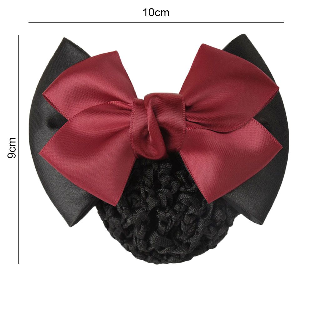 Elastic Women Girls Bowknot Decor Headdress Snood Net Barrette Bun Cover Hair Clip