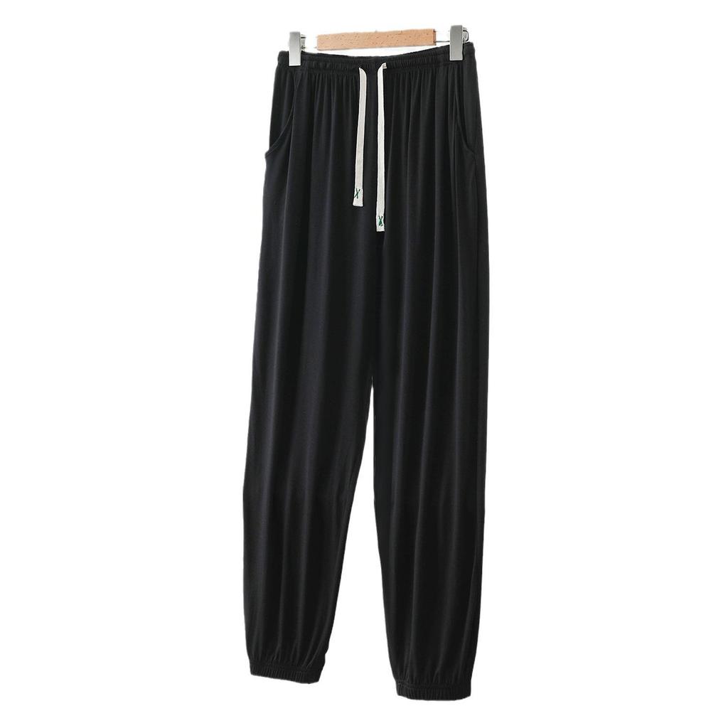 "Men's Summer Modal Ice Silk Thin Trousers: Large Size, Anti-Mosquito, Air-Conditioning Home Pajamas"