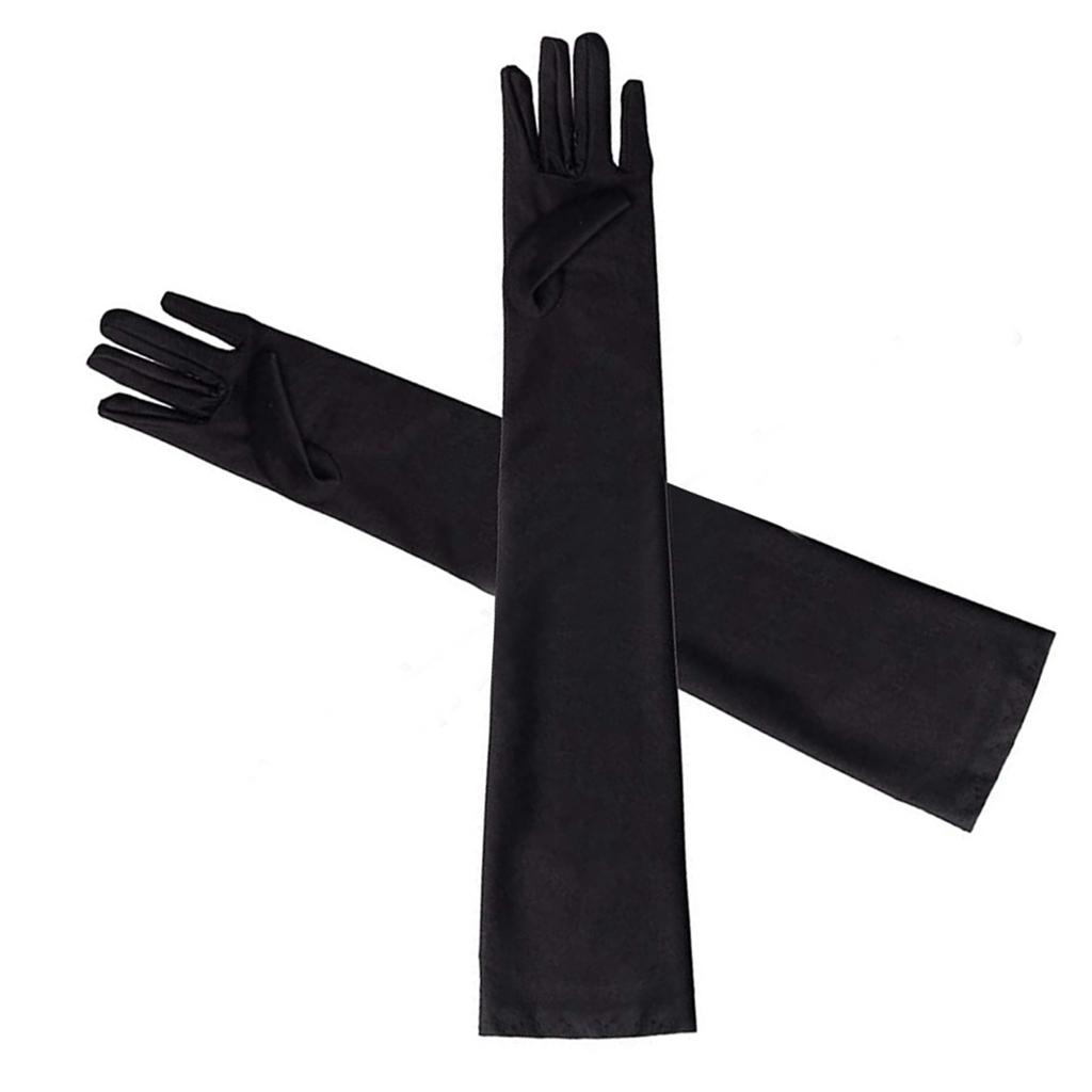 Long Gloves Stretchy Sun Protection Soft Breathable Black Elbow Length Gloves for Wedding Party