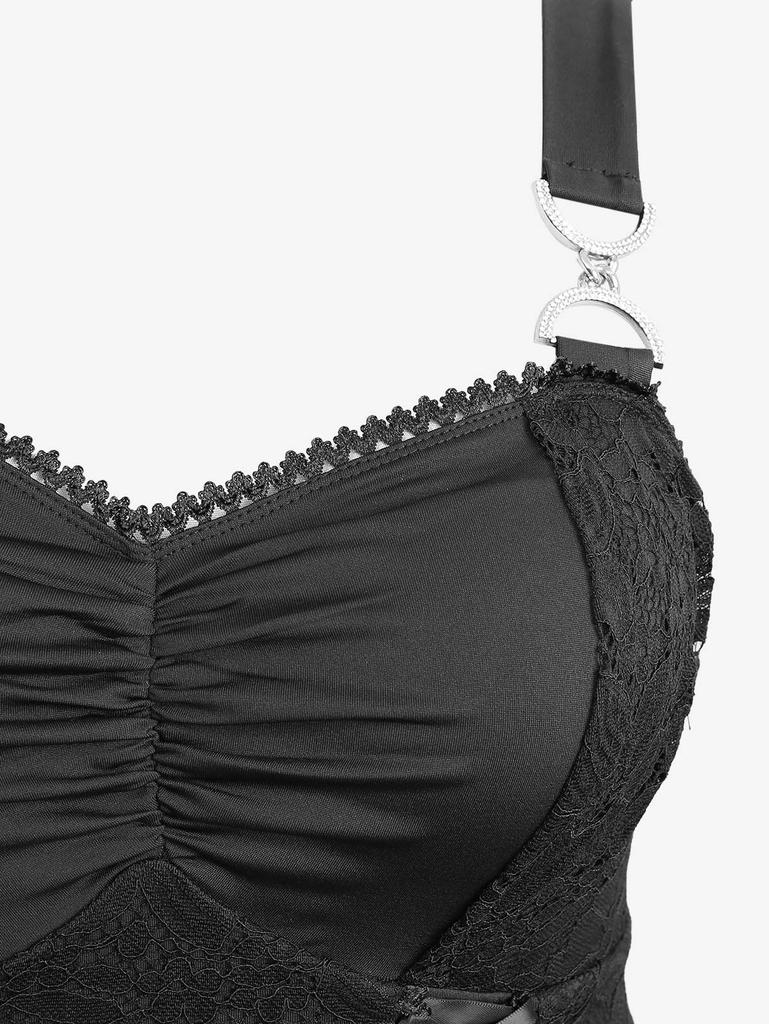 Rosegal Plus Size Цветочные кружевные вставки на шнуровке со сборками Многослойное асимметричное платье-платок