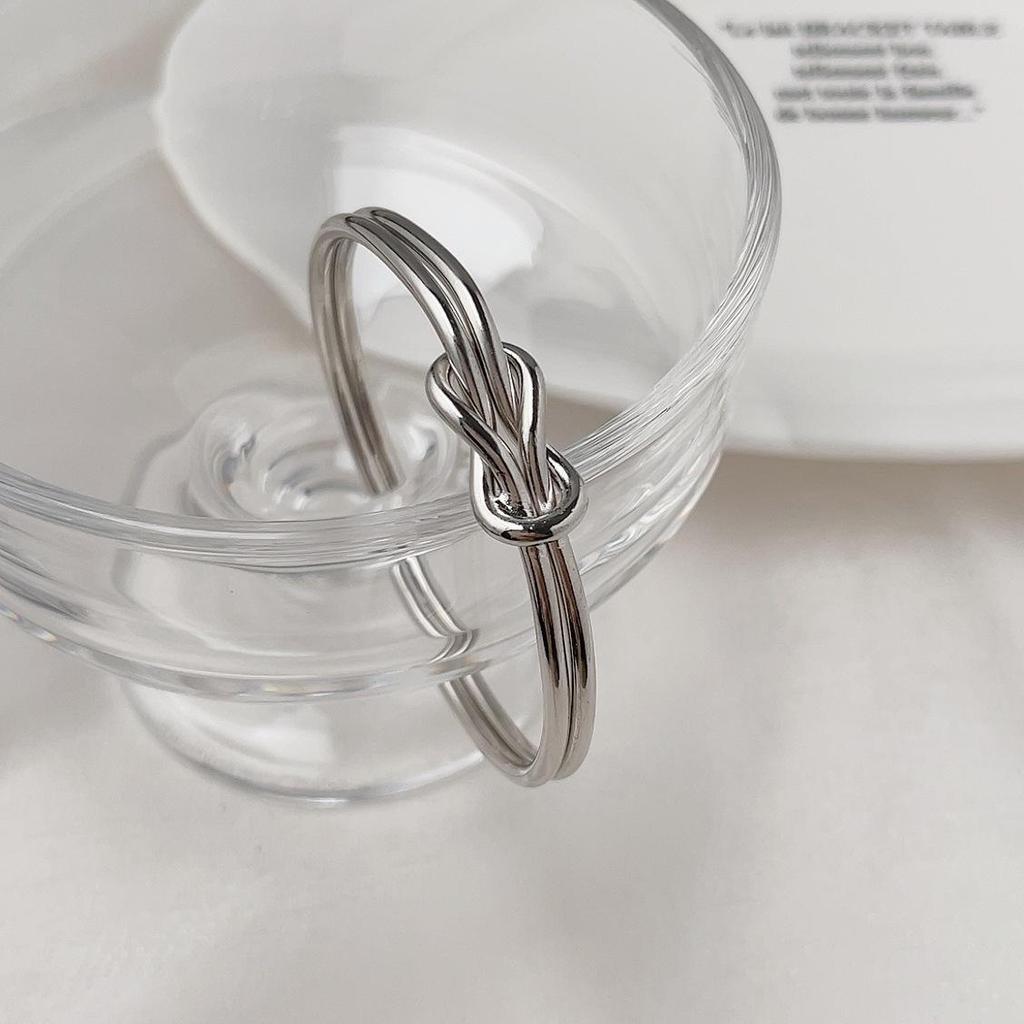 Glossy Metal Texture Double-Layer Knotted Adjustable Bracelet for Women and Men