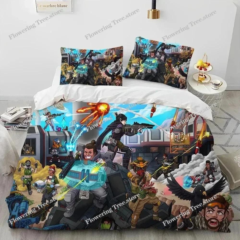 Мультяшный комплект постельного белья Apex Legends для геймеров, пододеяльник, комплект для кровати, одеяло, наволочка, размер King Queen 025029