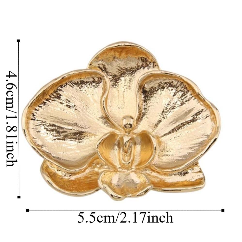 Vintage Butterfly Orchid Pin French Style Metal Glossy Brooch Orchid Flower Brooch Gift