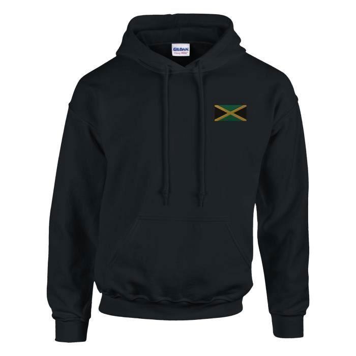Sweat à capuche - PIXELFORMA - Drapeau de la Jamaïque - Noir - Manches longues - Col capuche