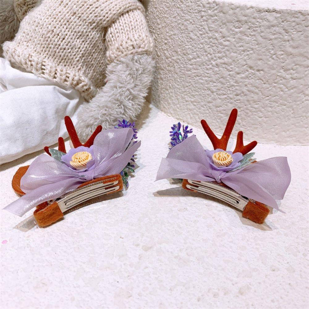 Bow Antler Hairpin Han Clothes Accessories Deer Horn HeadWear Sweet Christmas Hair Clip Girls