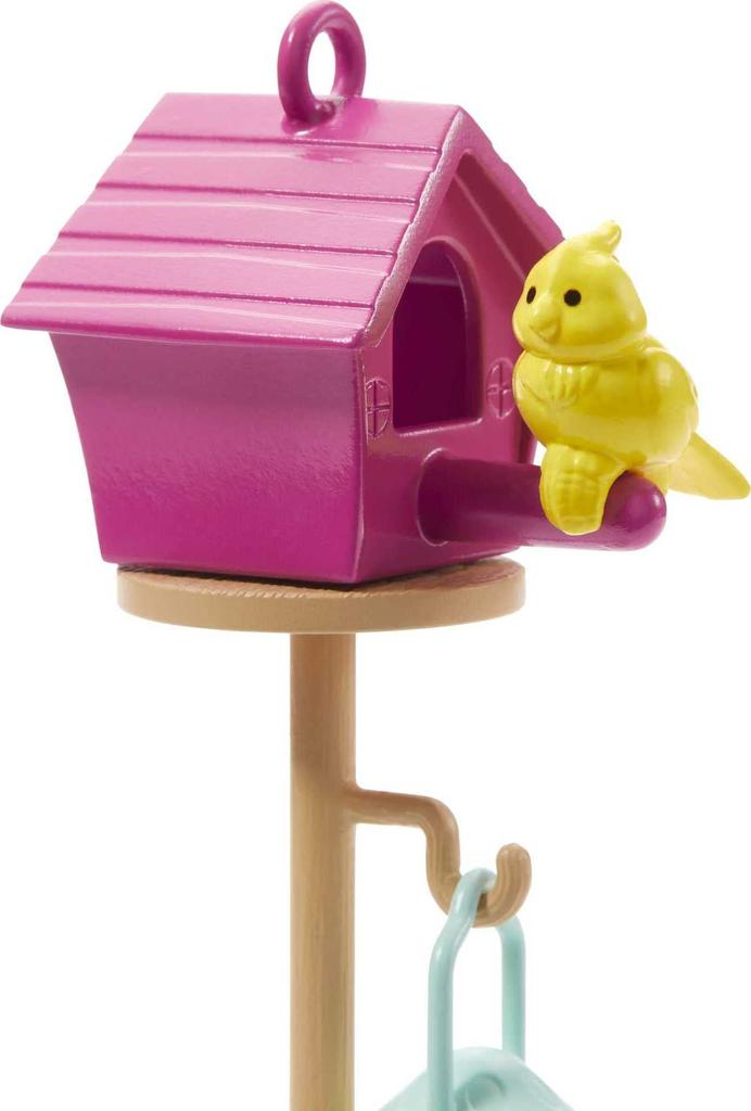 barbie Мебель и декор для кукольного домика с кормушкой для птиц на заднем дворе и скворечниками, патио, костром,