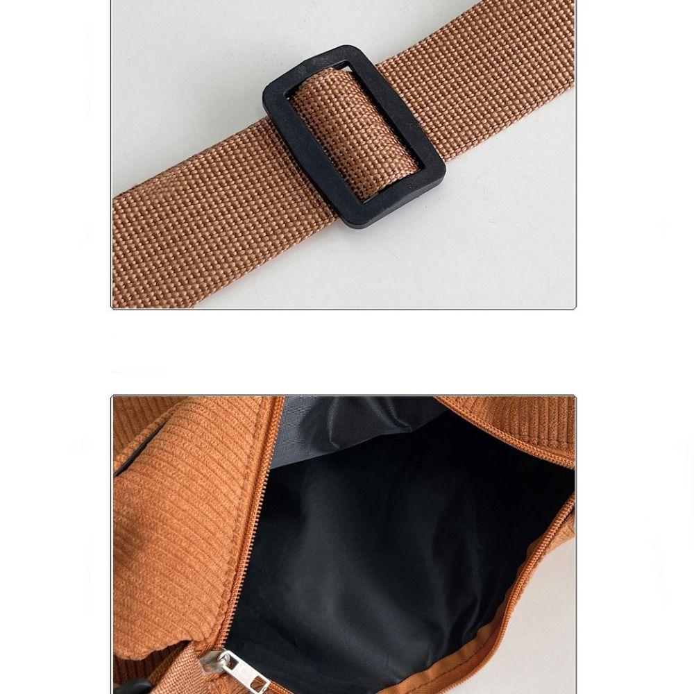 Korean Style Corduroy Shoulder Bag Cotton Cloth Canvas Handbag Solid Color Shoulder Bag Women