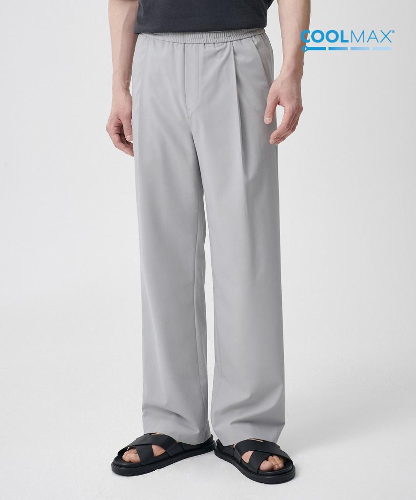 MUSINSA STANDARD [Cooltandard] One-Pleat Wide Elastic Waist Slacks [Light Gray]