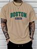 Летняя мужская повседневная спортивная футболка свободного покроя с принтом BOSTON и короткими рукавами, с круглым вырезом и принтом в виде 3D-принта