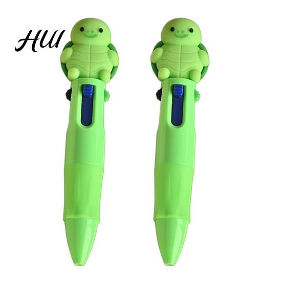 Miniature Colorful Pens Set 2Pcs Ballpoint Pen Mini 4-in-1 Multicolor with Cute 3D Doll Decoration Toppers Decorations Smooth Writing Stress-Free