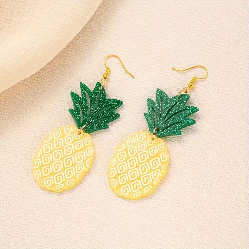 Pineapple design spiral pattern earrings flat acrylic European and American design sense small fresh fruit pineapple earrings