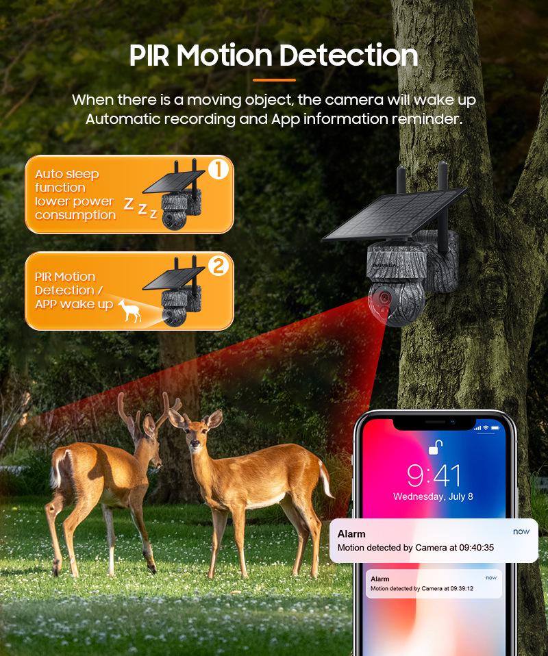 4G Wireless PTZ Outdoor Dome Camera - HD Night Vision, Solar-Powered, Waterproof Surveillance System
