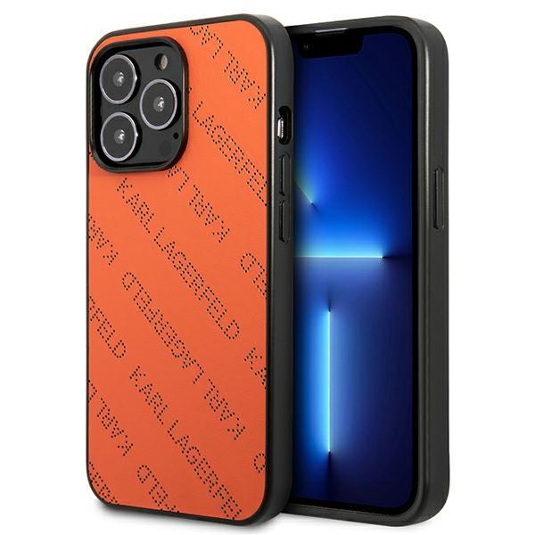 Etui do iPhone 13 Pro Max Karl Lagerfeld Perforated Pomarańczowe
