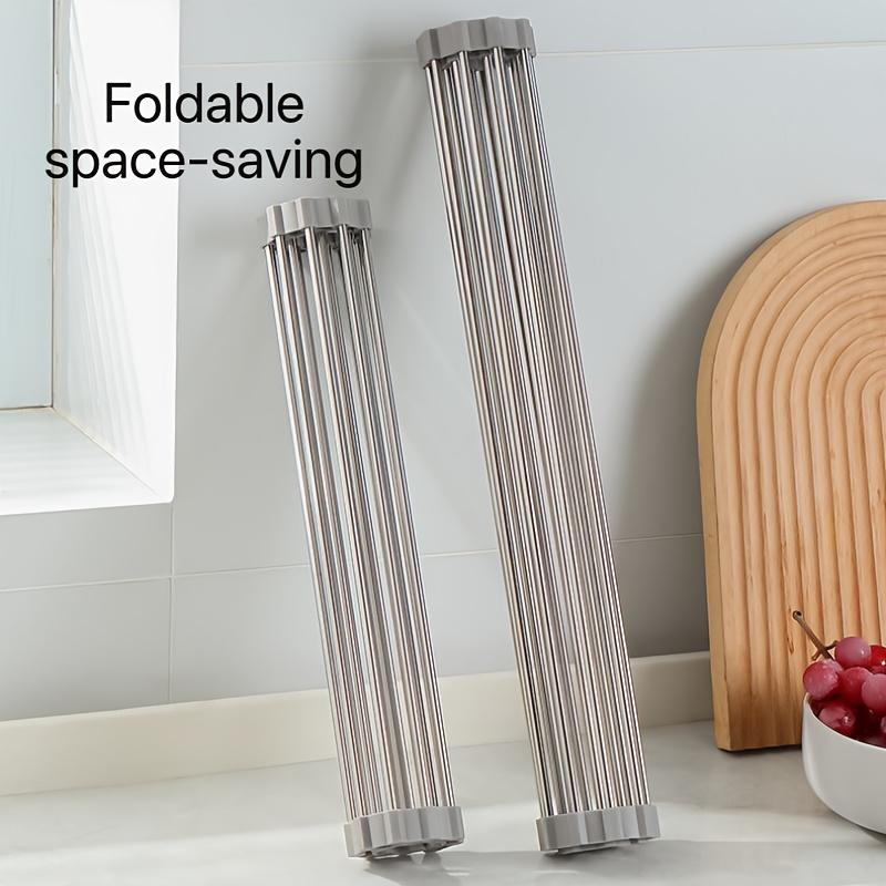 Multi-Size Foldable Kitchen Sink Dish Rack Roll Up Stainless Steel Dish Drying Organizer6