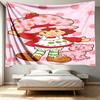 Strawberry Shortcake Print Tapestry - Portable Wall Decor Cloth, for Home, Dorm, Travel, Bedroom, Living Room - Ideal Birthday Housewarming Gift