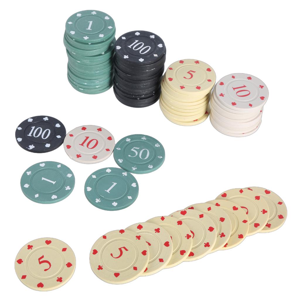 100Pcs Casino Poker Chip Roulettes Game Bingo Chip with Box Plastic Counting Counters Poker Chip for Game Play Learning
