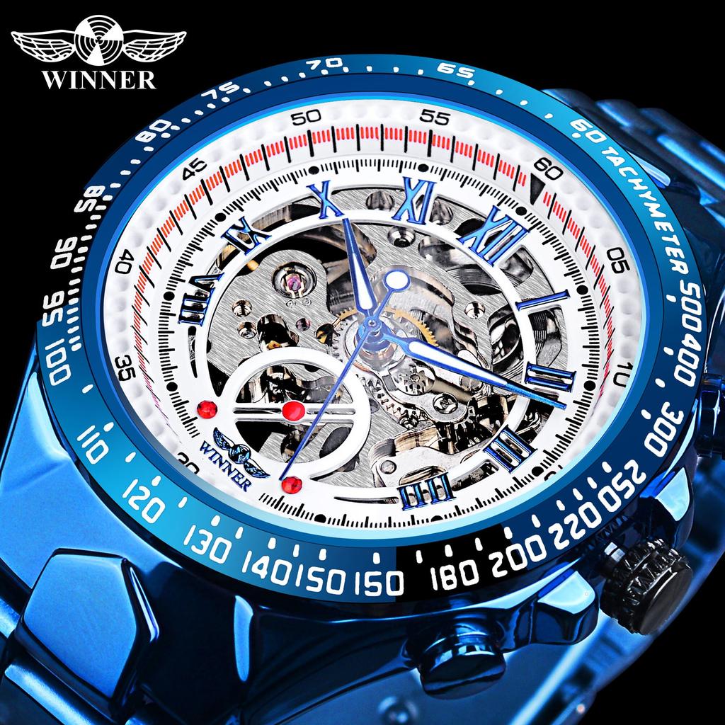 WINNER New Fashion Automatic Mens Watches Luxury Mechanical Wristwatches Hollow Watch