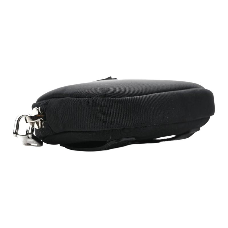 Prada Brand logo zipper closure nylon waist bag men's black