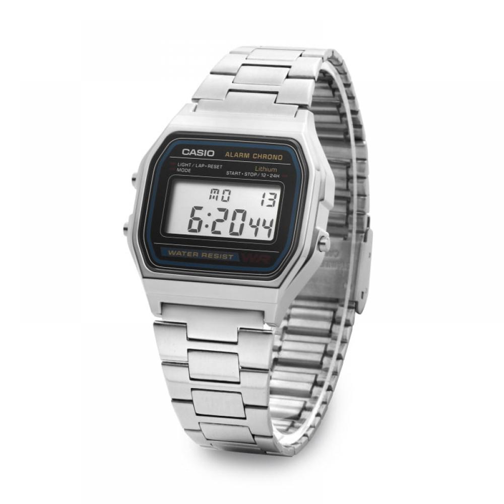 Casio A158wa 1df  A158wa 1  Цифровые Квадратные Винтажные Ретро Общественные Металлические Часы