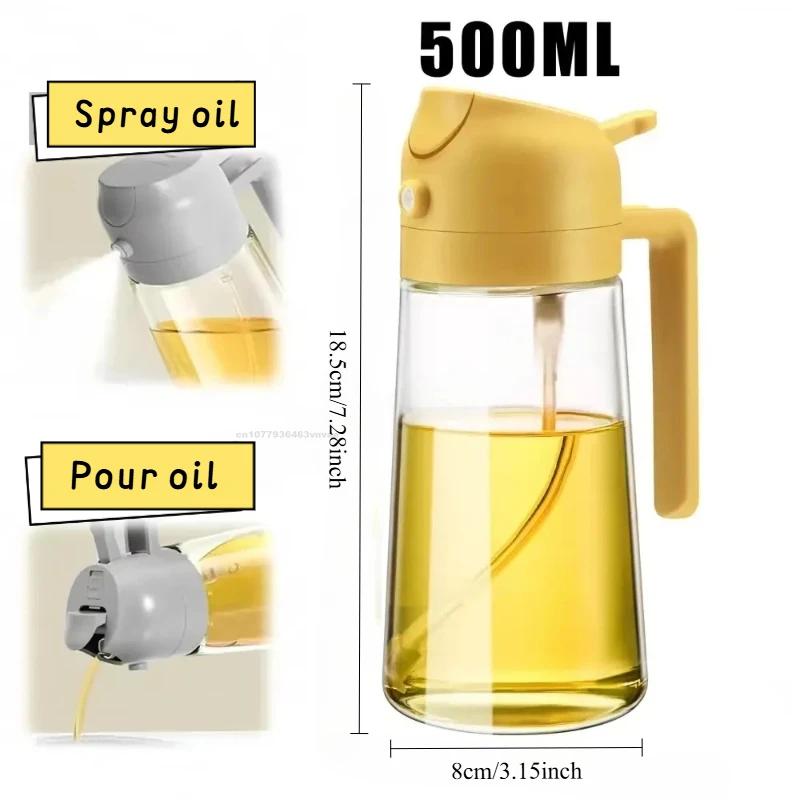2 in1 Oil Spray Bottle Plastic Kitchen Barbecue Cooking Olive Oil Dispenser Oil Jar Baking Vinegar Soy Sauce Spray Container
