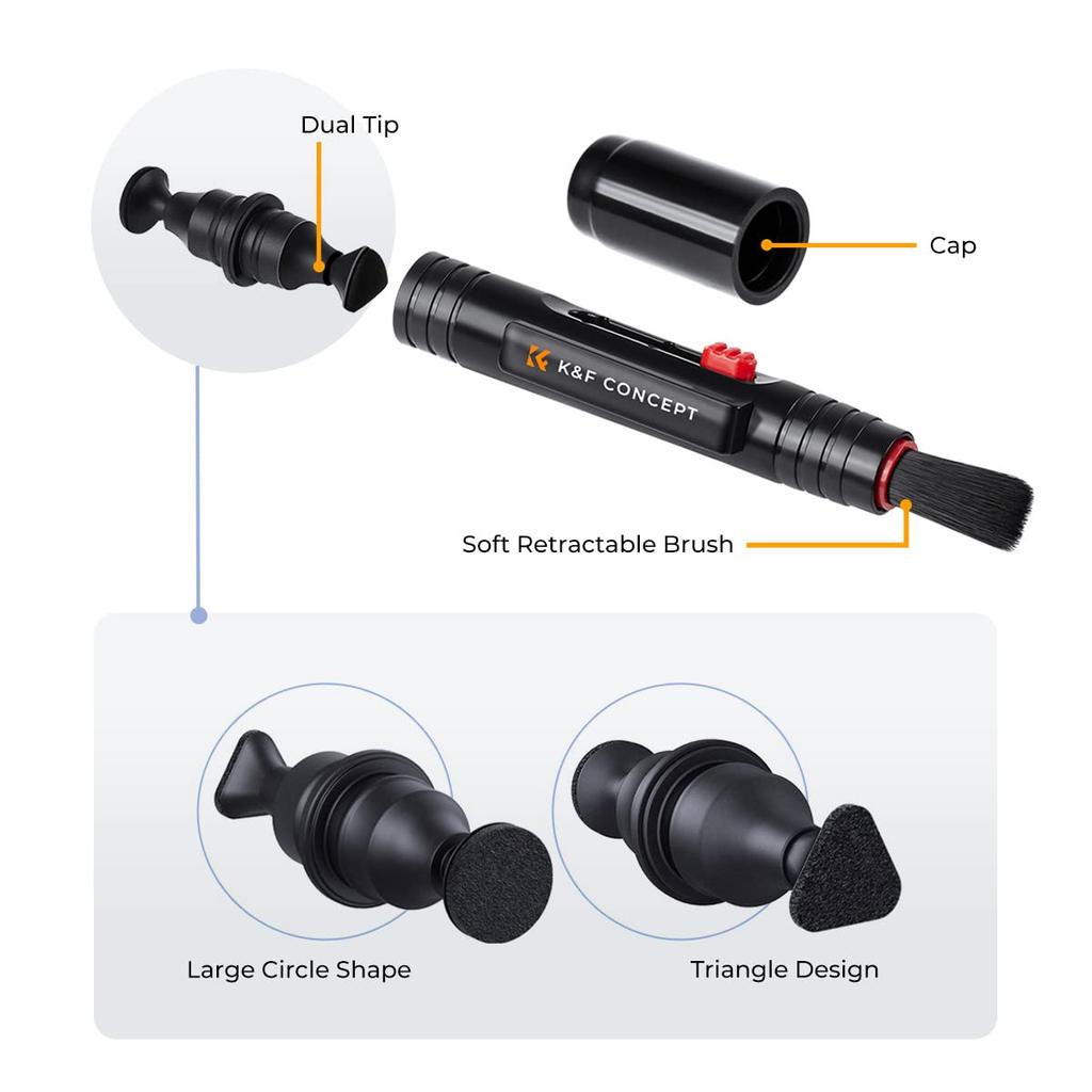 Набор для чистки линз Concept Lens Cleaning 4in1 Салфетка для чистки линз Расходные материалы для ухода Чистка линз K&F (чистящая жидкость, ручка, воздуходувка, x6) фильтры, очки, смартфоны и т. д.