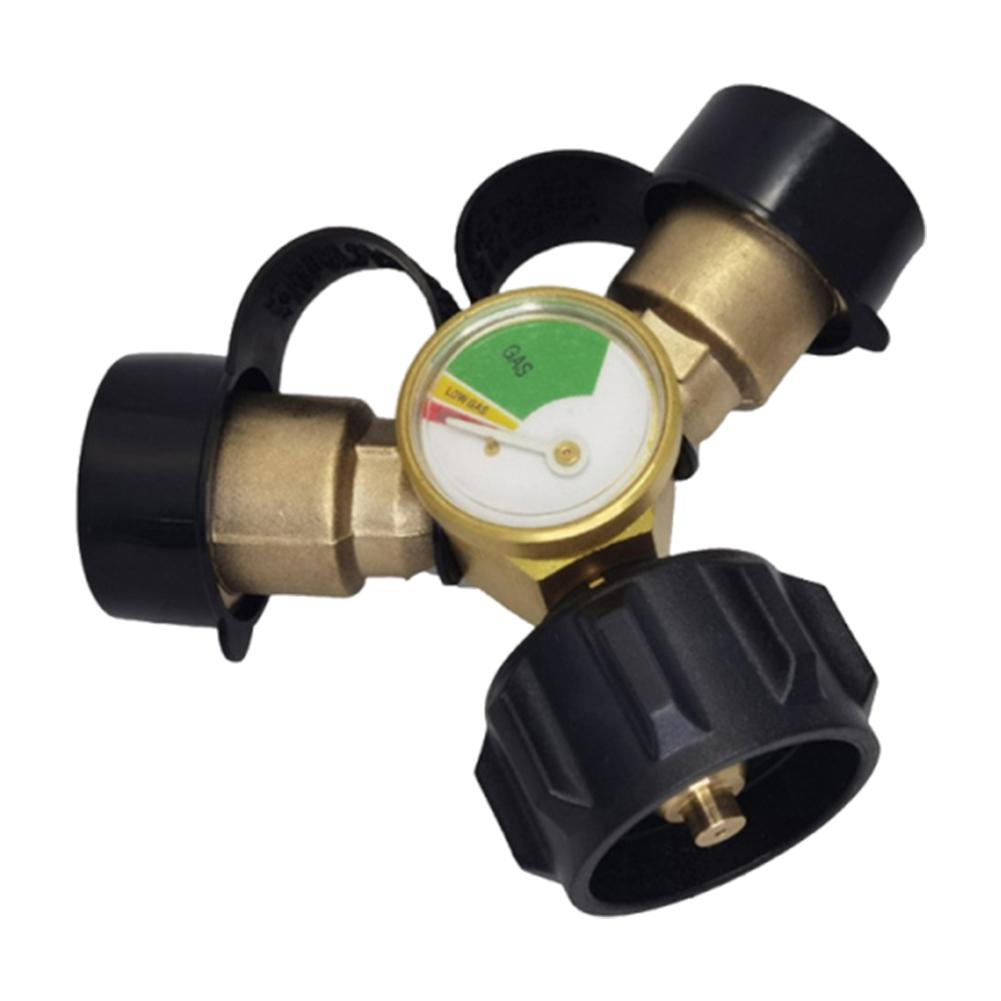 Y Splitter Adapter 2 Way Gas Adapter Propane Tank Connector Adapter Metal Gas Tank Converter for Grill Camp Stove