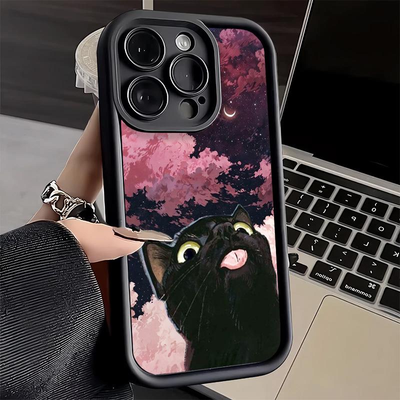 Чехол для телефона iPhone 17 Air 16E 15 16 Pro Max Кот Милый Котенок Мультяшная Обложка 14 Plus 13 12 Mini Мягкий Силиконовый Чехол Fundas