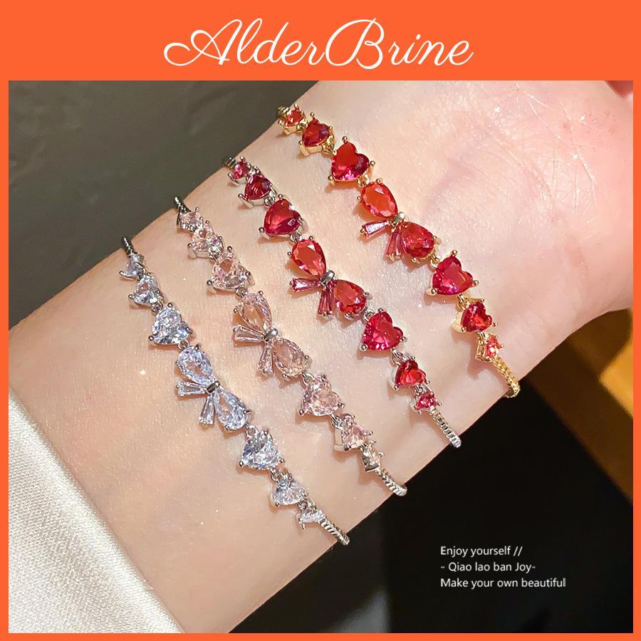 Light Luxury Copper Hand Bracelet Zirconia Butterfly Bow Style For Gift Giving