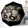 НАС. Автоматический зонт с принтом Route 66, 8 спиц, железный каркас, пластиковая ручка, подходит для путешествий на открытом воздухе и на каждый день, идеальный подарок