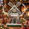 DIY Handmade Festival Gift Diamond Painting Christmas Windmill House Kit, Rotatable Xmas Holiday Desktop Accessories Cabin Ornament, Craft Kit