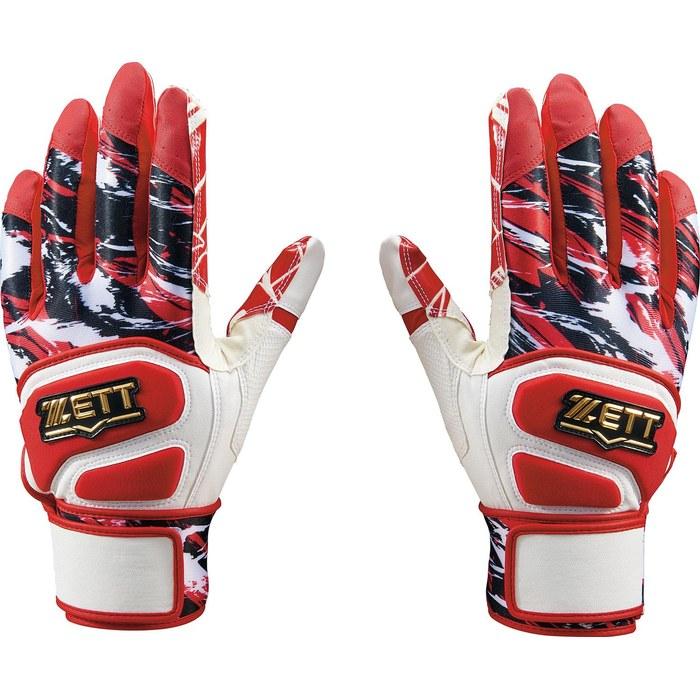 ZETT Batting Gloves Graphic Grip Both Hands Red x White (6411) L